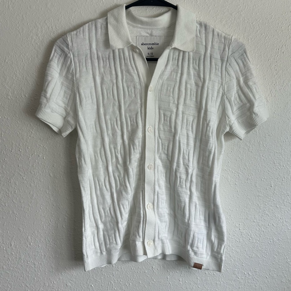 Abercrombie Kids White Polo Sweater Tshirt Boys 9/10